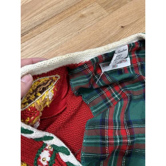 Vintage Christmas Cardigan Sweater Size L Marisa Christina Bead Embroidered Bear - Picture 10 of 12